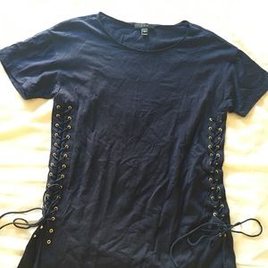 Navy J.Crew lace up Blouse